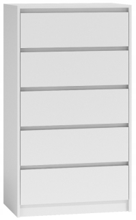 Skrinka na komoda 5 zásuviek výška 124 cm k5 biela