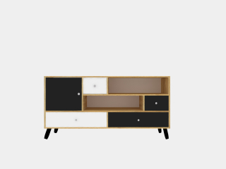 KOMODA CARO ČIERNO-BIELE LESK 140x81x40