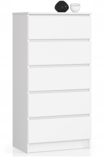 Skrinka na komoda K 60 cm 5 zásuviek biela vysoká vysoká