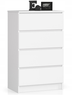 Tabuľka skrinky na skrinke 60 cm 4 zásuvky biele veľké