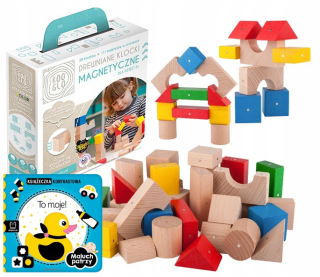 Kooglo drevené mini farebné magnetické bloky