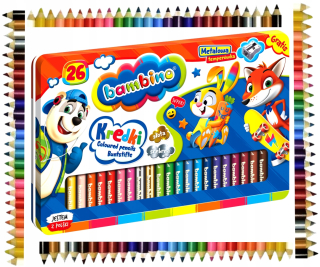 Bambino ceruzky hrubé 26 farieb kovová krabica k