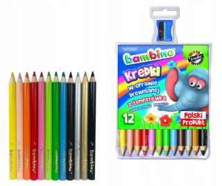BAMBINO PENCILS hrubé ceruzky v dreve 12 farieb