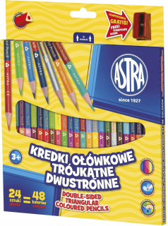 Dvojité trojuholníkové ceruzky 24 ks 48 Kol Astra