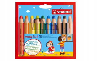 Woody Crayons 3in1 10 farieb Stabililo, Stabililo