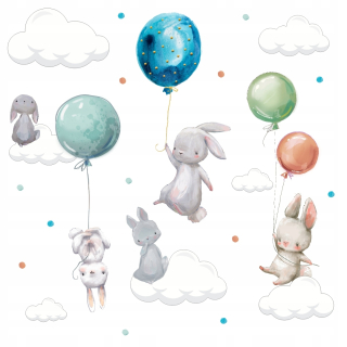 Bunny Balloons Dot Wall Stickers 100x100