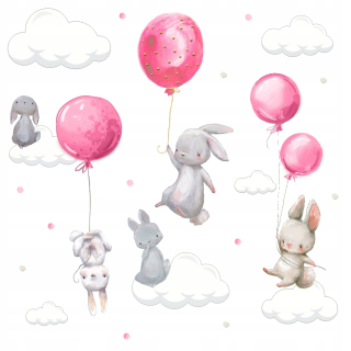 Bunny Balloons Dot Wall Stickers 180x100