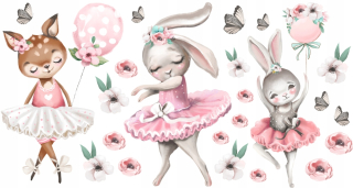 Bunny balóny nálepky pre nástenné mix 23 ks.