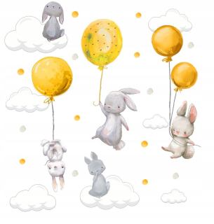 Bunnies s balónmi steny slepky 180x100