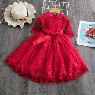 Detské šaty pre dievčatá elegantná biela čipka princezná