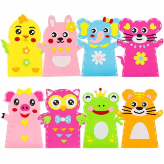 Deti remeselníky 8 PCS Zvieratá cítili ručné puppety