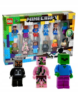 Figuríny Minecraft 12 kusov + príslušenstvo. K.Logo