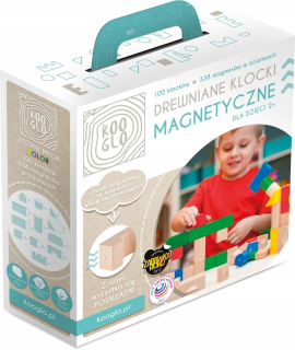 Magnetické bloky drevené kooglo, mega farba