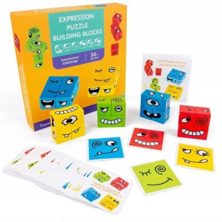 Puzzle kocky FACEMATCH EMOJI vzdelávacie DREVENÉ