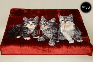 Prikrývka Elway 160x210 cm mačky Burgundsko - hrubý akryl