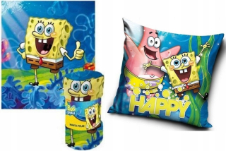 Deka Deka Prehoz + obliečka na vankúš SPONGEBOB