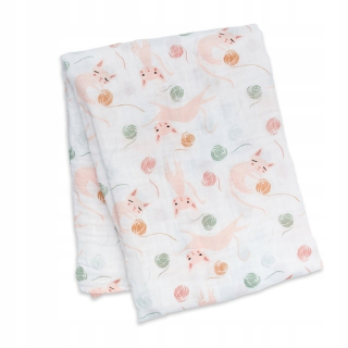 Kĺzavý mušelín Swaddle 120x120 mačiatko