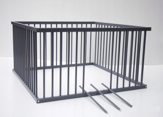Drevená playpen 150 cm x 150 cm šedá + 3 tyčinky