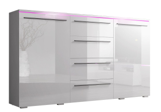 Zásuvky na hrudi 130 cm zásuvky na nábytok biely lesklý salón