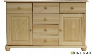 Komoda 58 z masívneho borovicového dreva 125x42x76 Prod