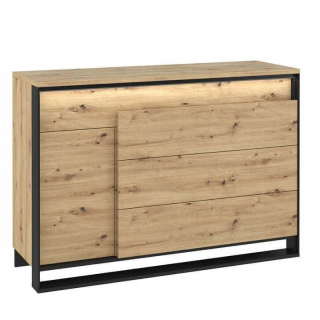 Komoda do obývačky, spálne LED artisan dub 130 cm