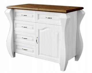 Láska 5S+1D Pine Dresser- biela komoda