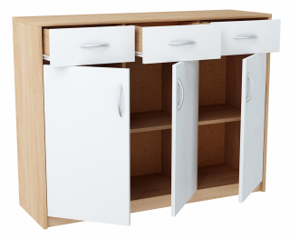 Zásuvky na skrinke 3d3s biele-Sonoma 110 cm zásuvky