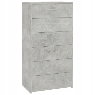 Hrudník so zátokou so 6 zásuvkami, betónová šedá, 50 x 34 x