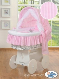 Mojžišový kôš s chovateľskou stanicu- Donkey Lucek White + Pink
