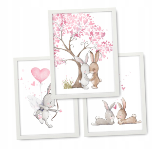 Bunnies Set 3 obrázky 33x43 Ikea Frames #74