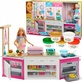 Barbie Doll Big Perfect Kitchen + Cesto