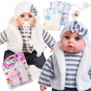 Doll Baby Sounds pl + fľaše na stručiny Pampers