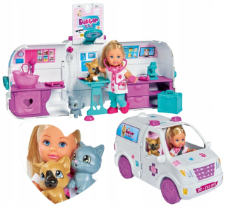 Doll Doctor Evi Ambulancia Ambulancia 2in1 Kitty Dog
