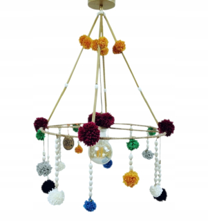 Stropná lampa pre detskú izbu farebné pompoms