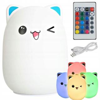 Nočná lampa pre deti viedla pilot mačka mačka RGB