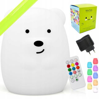Nočná lampa miś pre deti LED RGB +USB +diaľkové ovládanie