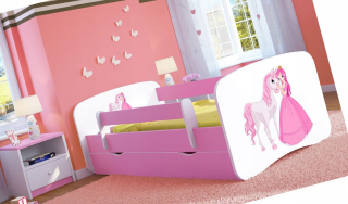 Posteľ pre dievča ruží princezná+Konik 70x140