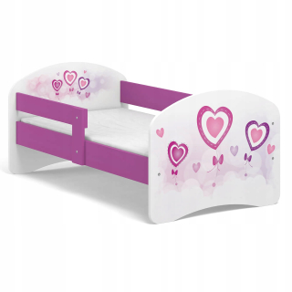 Detská posteľ B01 140x70 sŕdc Purpurová UV tlač
