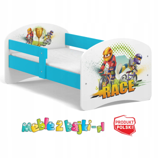 Detská posteľ B01 140x70 Blue Race Motifs