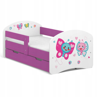 Detská posteľ B01-SZ 140x70 Butterflies Purpurová tlač