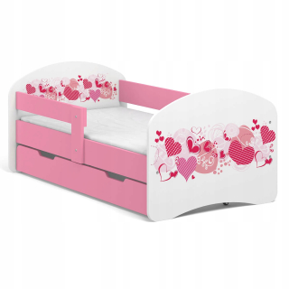Detská posteľ B01-SZ 140x70 Pink Hearts Motív
