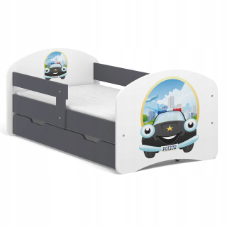 Detská posteľ B01-SZ 140x70 Šedo biele motívy