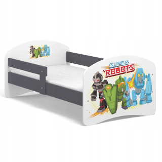 Detská posteľ B02 160x80 Šedá roboty biele