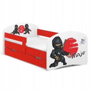DETSKÁ POSTEĽ B02-SZ 160x80 NINJA ČERVENÝ MOTIF.