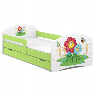 Detská posteľ B05-Sz 200x90 Zelené kvety tlač