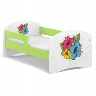 Detská posteľ Fairy Tale B01 140x70 UV zelené kvety