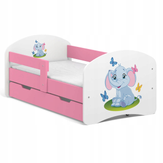 Detská posteľ Fairy Tale B01-SZ 140x70 Elephant UV Roses