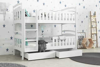 Poschodová posteľ biela drevená bambino 5 90x200