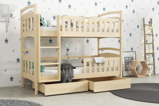 POSCHODOVÁ POSTEĽ s matracmi BOROVICE BAMBINO 5 90x200