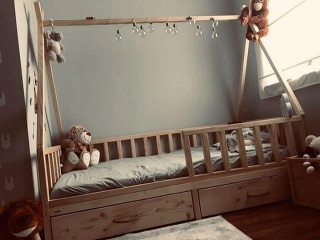 Posteľ tipi pre dieťa 160x80 nenatreté zásuvky